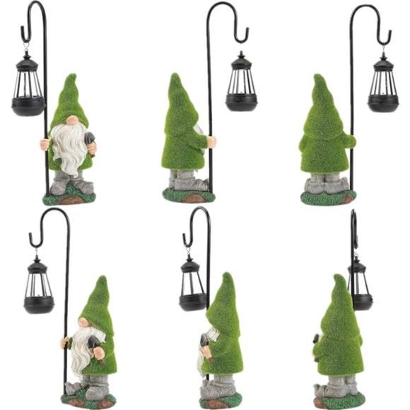 Flocked Garden Gnome Statue, Large Outdoor Gnome with Solar Lights, (15.8" Tall) - Picture 7 of 7